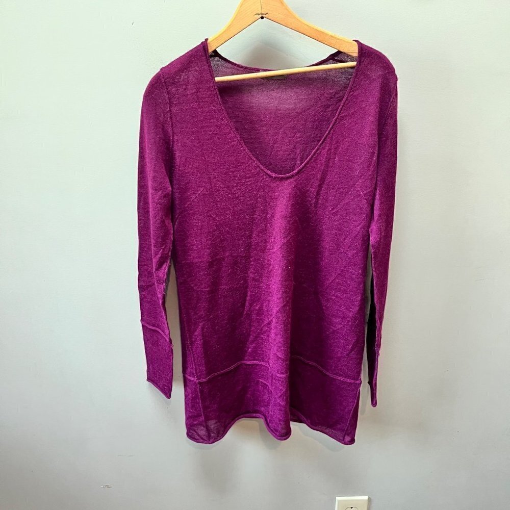 WRAP London‎ Baby Alpaca V-Neck Purple Tunic Sweater- Size 8 (US)